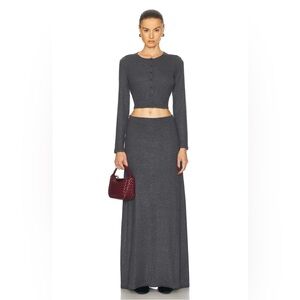 LESET Lauren Crop Cardigan and Skirt in Charcoal (XS)